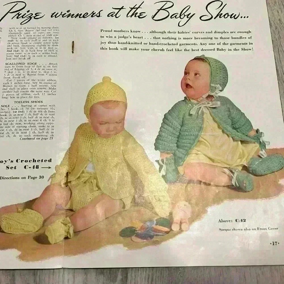 Vintage 1950 Clark's J&P Coats Knit Crochet Patterns Girl Boy Babies Book 500 - Picture 6 of 6